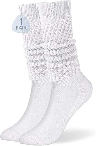 Buauty Calcetines holgados para mujer, suaves, extra largos, hasta la rodilla, para otoño e invierno, de punto, holgados, hasta el muslo, calcetines