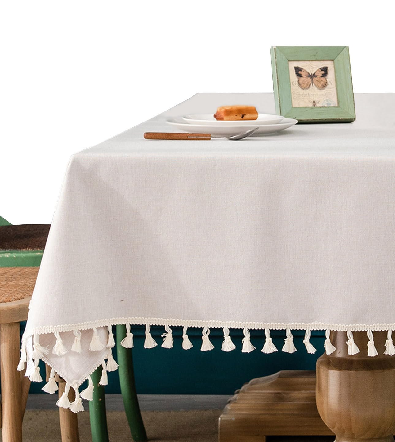 CIEEIN CIEHT Cotton Linen Tablecloths Table cloth Tablecover Waterproof Oilproof Home Hotel Restaurant Party Table Covers Country style Beige 90 * 140cm