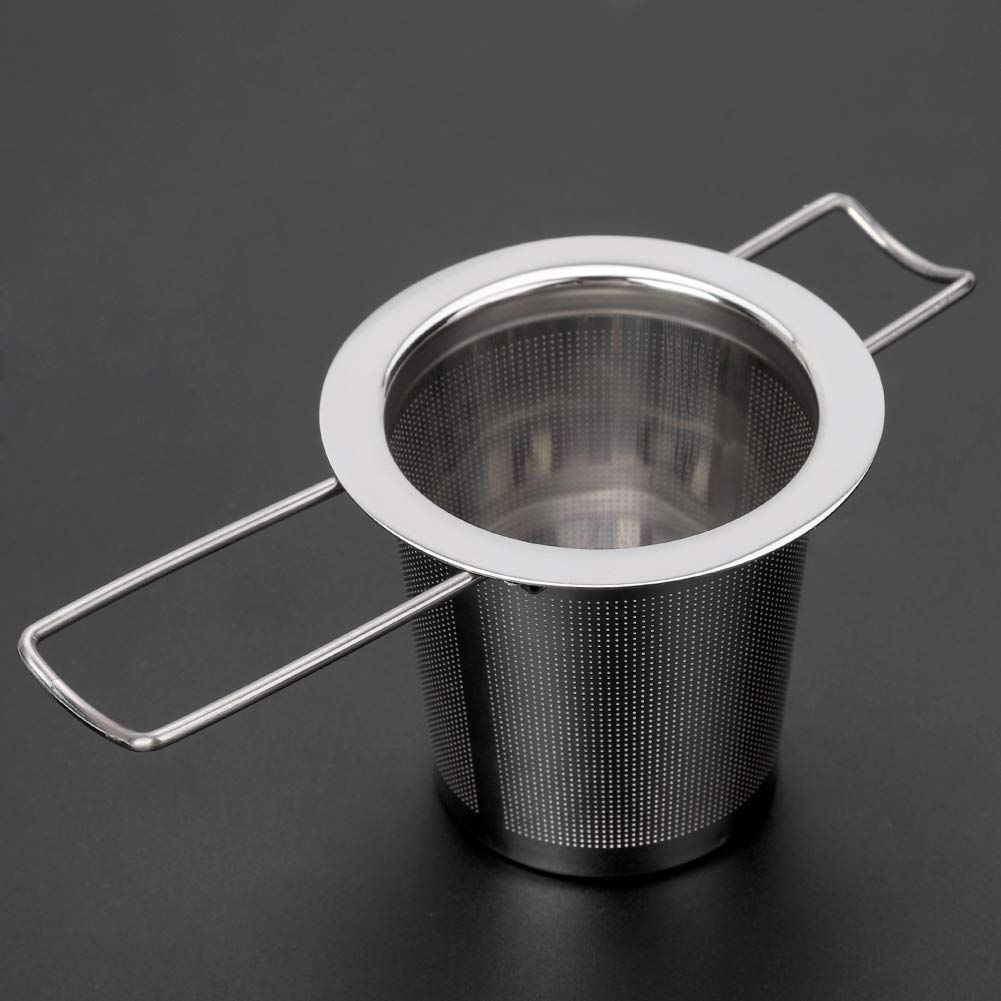 Infusor de té de malla fina de acero inoxidable Colador de té suelto Filtro plegable con tapa