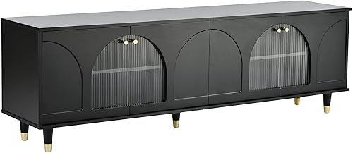 Miniatura 8 de LUMISOL Soporte de TV moderno Mid-Century para TV de 75 pulgadas, centro de entretenimiento con 2 cajones y gabinetes, consola de TV de madera con