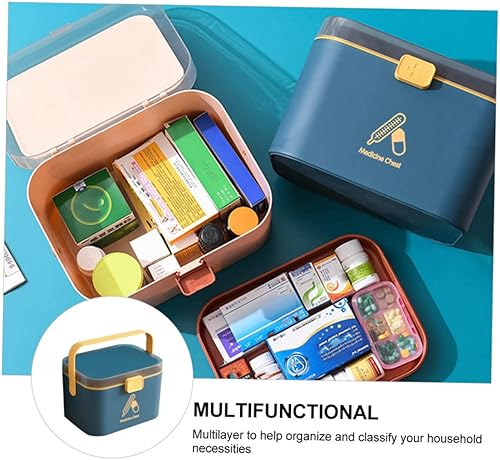 Miniatura 9 de Caja de almacenamiento portátil de múltiples medicamentos, organizador de píldoras para el hogar con tapa a prueba de niños, almacenamiento de