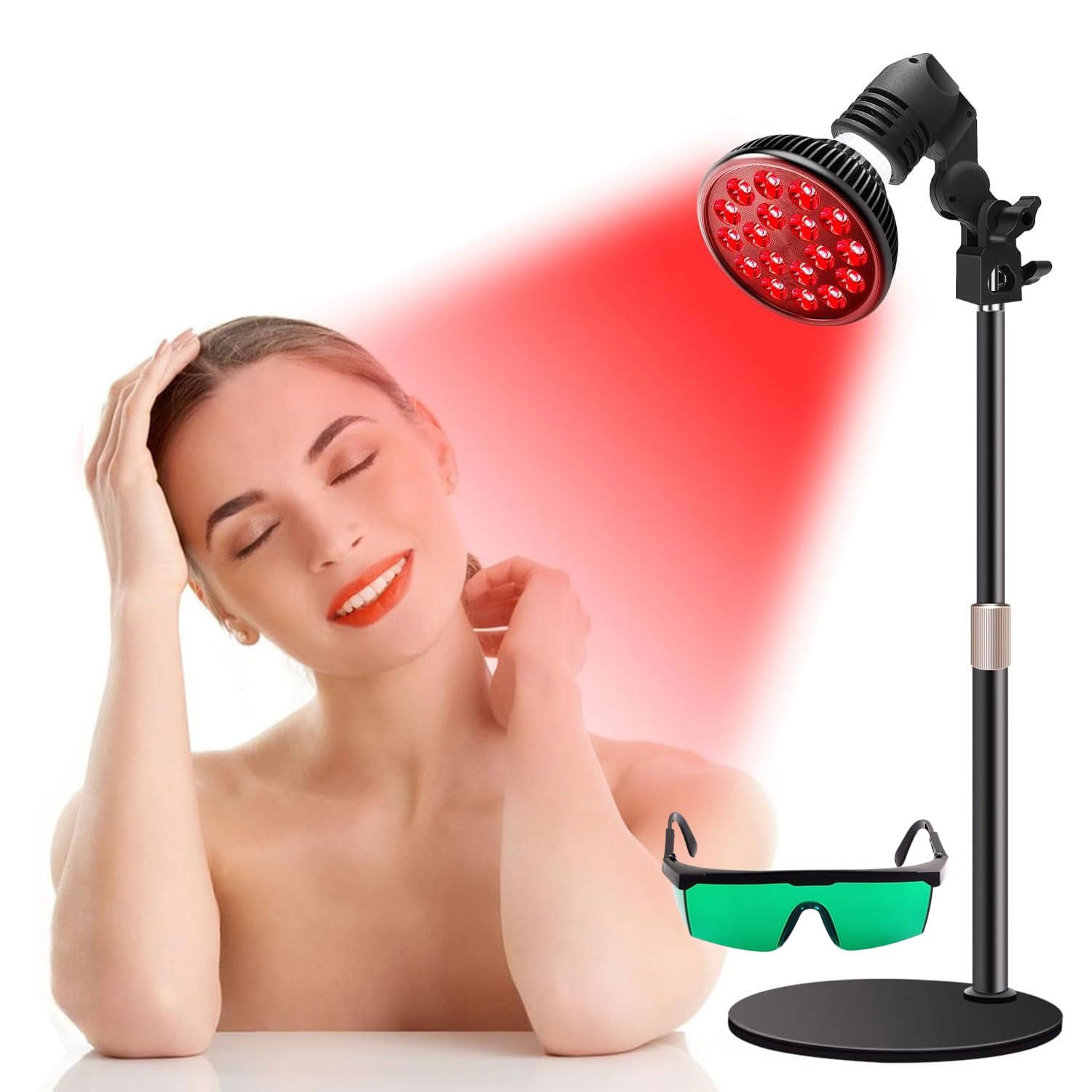 Genérico Lámpara de Terapia de Luz Roja, Terapia de Luz Roja e Infrarroja para la Cara Cuerpo, con Infrarroja Cercana de 660nm y 850nm 45w para Alivio Del Dolor Cuidado de La Piel (con soporte)