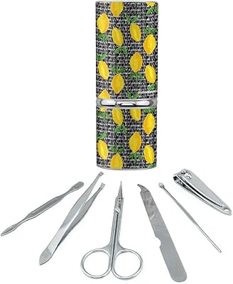 Lemon Goodness Stainless Steel Manicure Pedicure Grooming Beauty Care Travel Kit