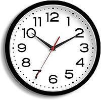 Roymnie 8 Inch Silent Non-Ticking Wall Clock - Modern Black Analog Battery Operated, Quiet Sweeping Movement for Kitchen, Bedroom, Office