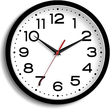 Roymnie Wall Clock Silent Non-Ticking Modern Clock Battery Operated 12 Inch Classic Analog Decorative for Classroom, Living Room, Office, Bedroom, School, Hotel Black