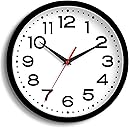 Wall Clock Silent Non-Ticking Modern Clock Battery Operated 8 Inch Small Classic Analog Decorative for Kitchen, Living Room, Office, Bedroom, Bathroom (Black)