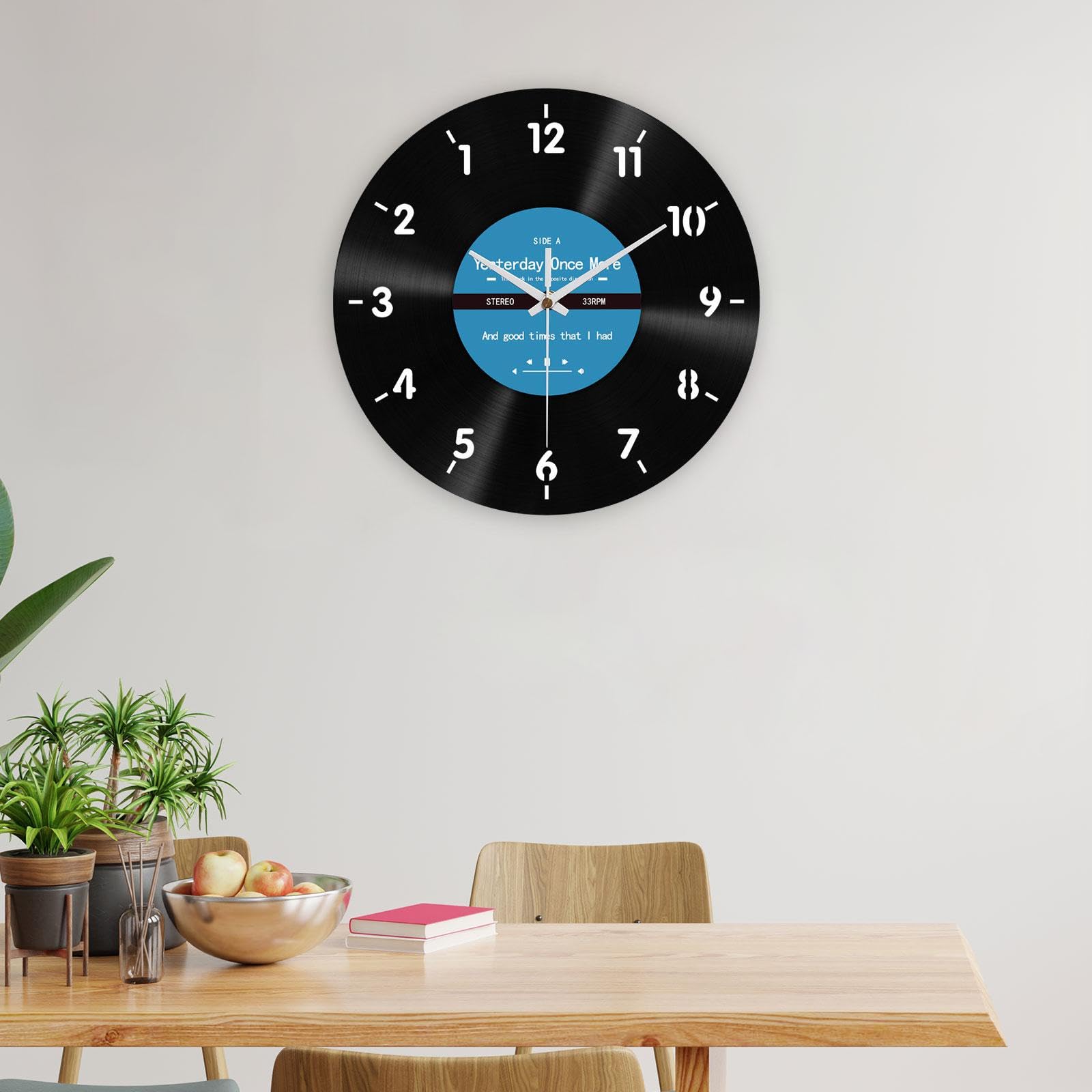 Qianly Backwards Clock for Walls Decorative Clock Backwards Running Time 12" Counter Clockwise Wall Clock for Dining Room Wall Decor - Image 4