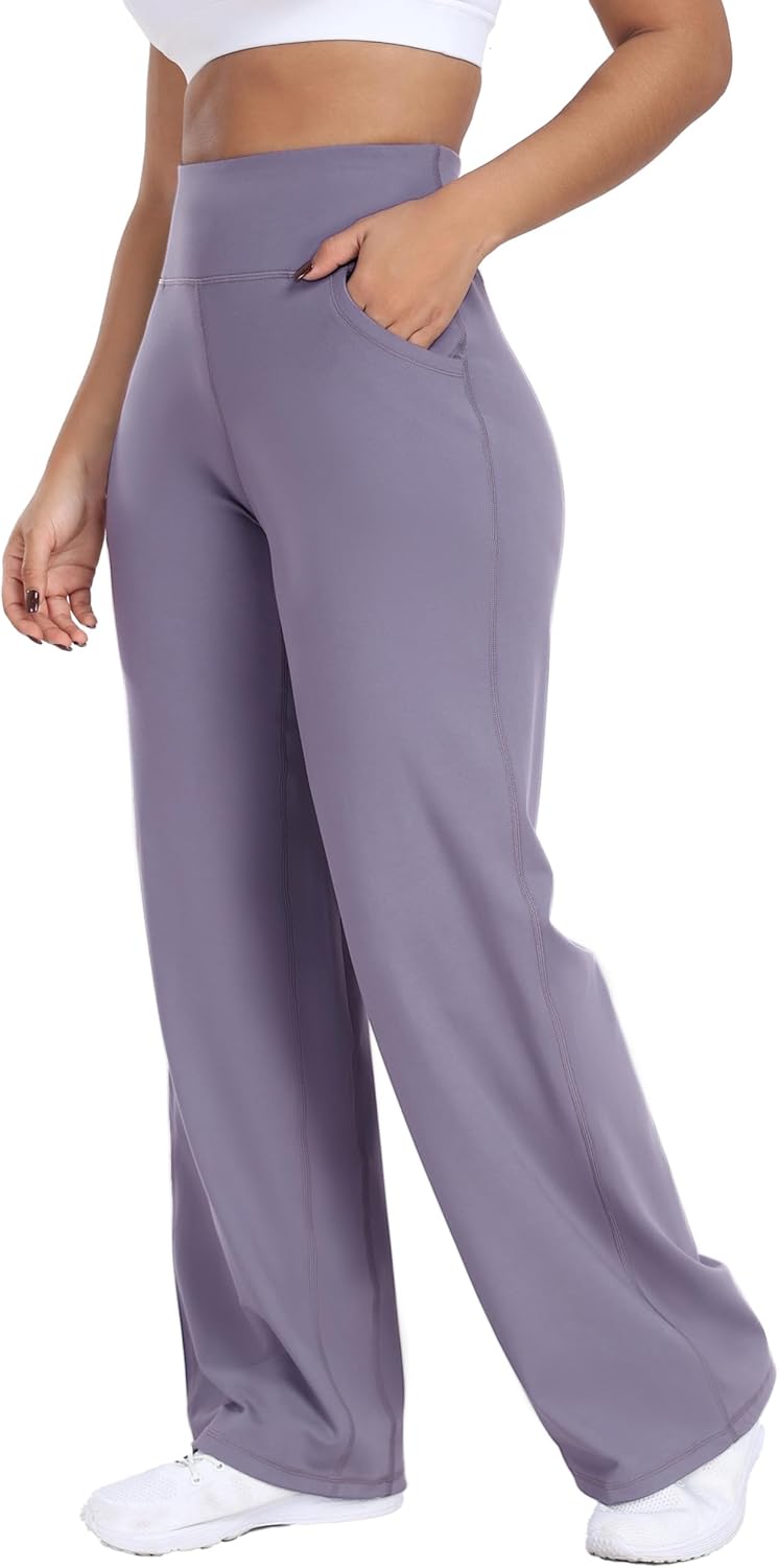 ESOFT Wide Leg Pants Women High-Waisted Yoga Work Dress Pants with Pockets, Casual Sweatpants, Petite/Regular/Tall