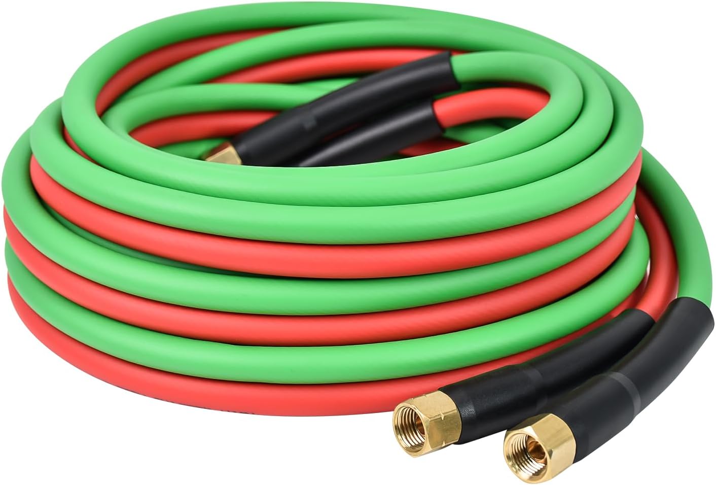 Oxygen Acetylene Hose,1/4-Inch x 50FT Oxy Acetylene Hoses with 9/16"-18 B fittings,300PSI Grade T Welding Cutting Torch Twin Hose,Green Red (50FT)