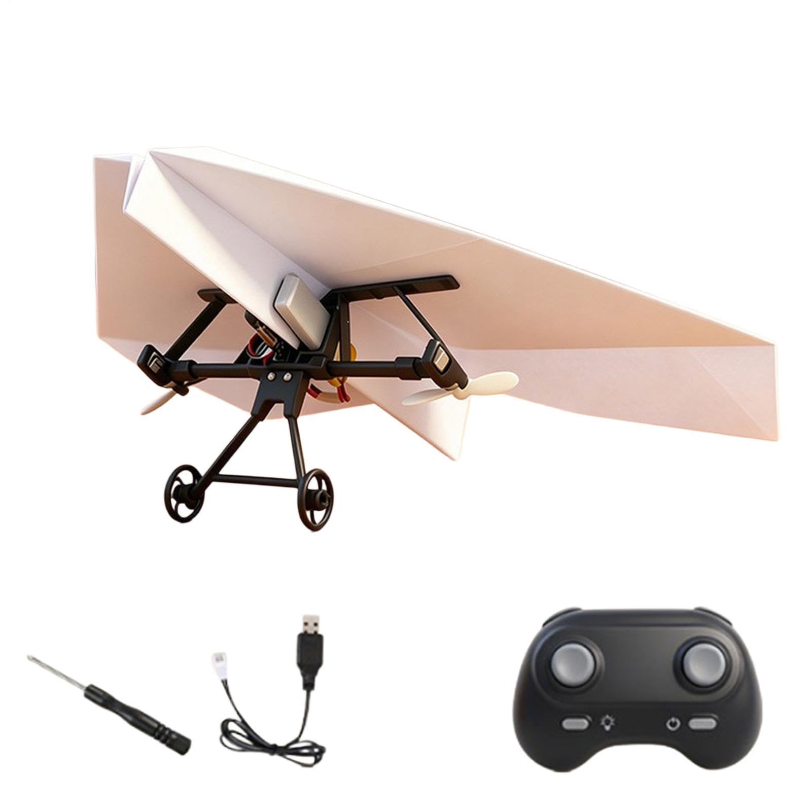 Rc Paper Airplane Motor Kit, DIY Rc Paper Airplane Kit with Gyro Stabilizer, Creative Gadgets for Teenage Boys & Girls, Interactive Toy for Parents&kids(Without Paperplanes)