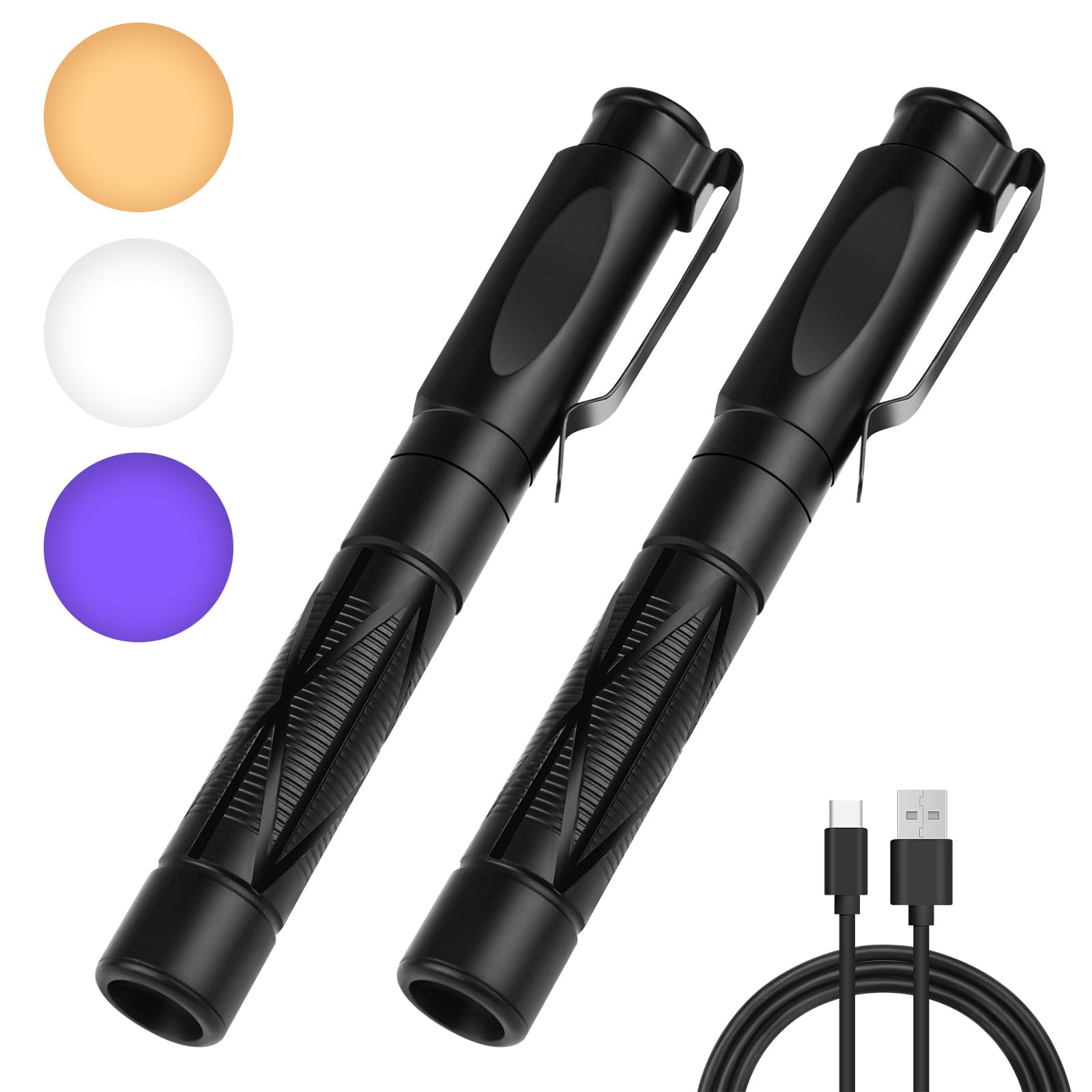 Flintronic 2PCS Diagnostic Medical Penlight, Rechargeable LED Pen Torch with 3 Light Modes, Pen Torches with Pupil Gauge and Clip, First Aid Doctors Nurses Medical Pen Light Medical Equipment, Black — image 1