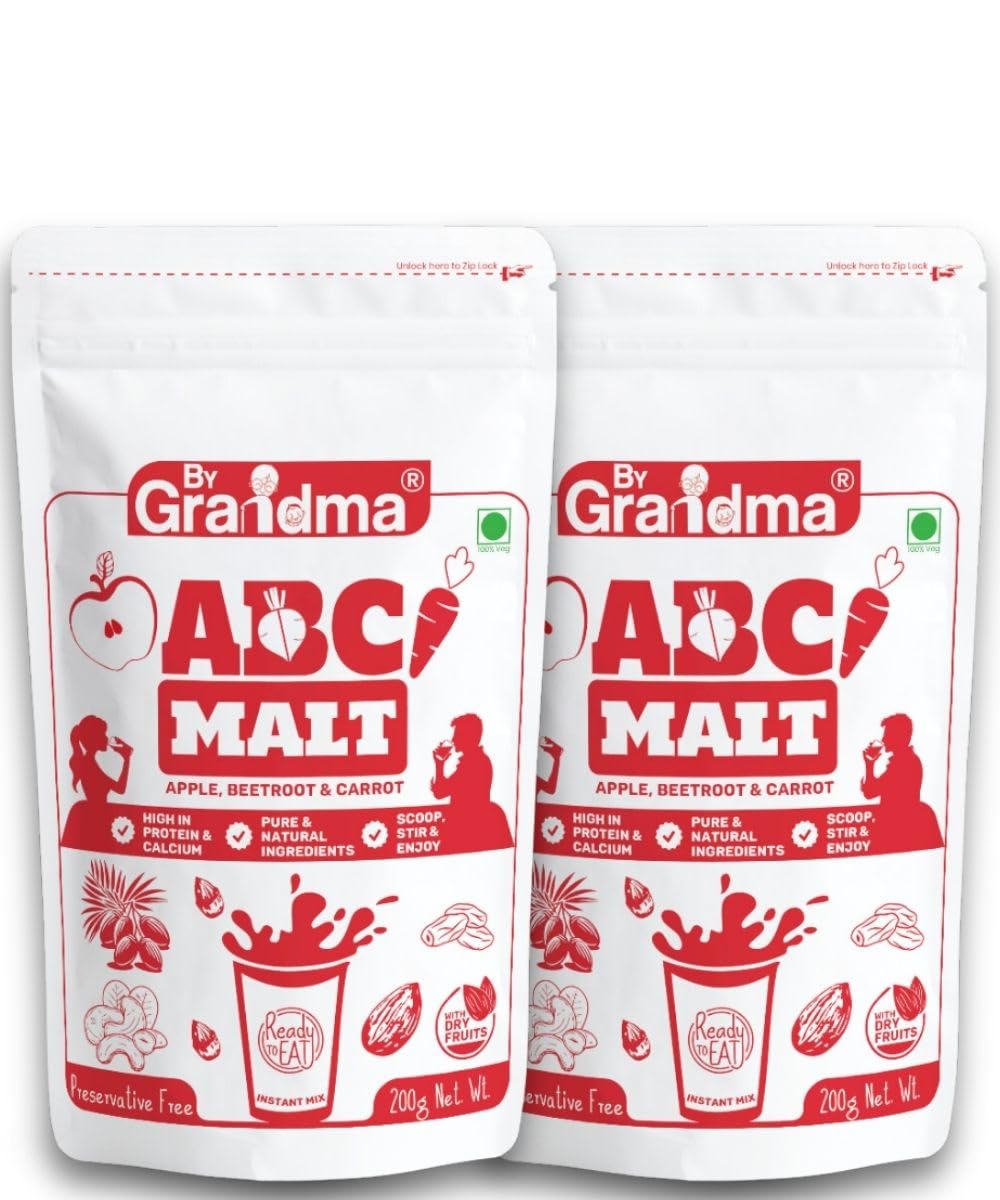 ByGrandma ABC Malt – Apple, Beetroot & Carrot | High in Protein & Calcium | No Preservatives | 100% Natural Instant Health Drink | With Dry Fruits | Ready to Eat | Pack of 2 | 400g-image-13
