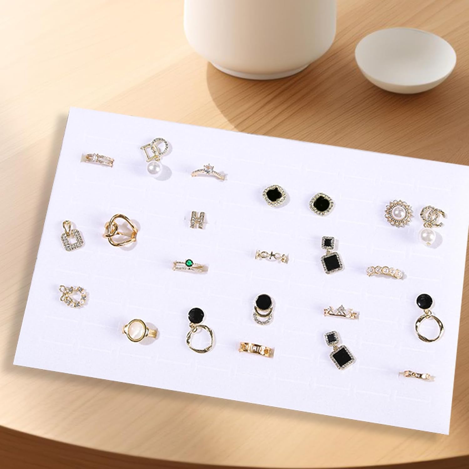 Jewelry Box Inserts, 8pcs Foam Jewelry Inserts Ring Earring Display Tray Sponge Pad Velvet Holder Inserts for Jewelry Display Retail Showcase Box -Black White