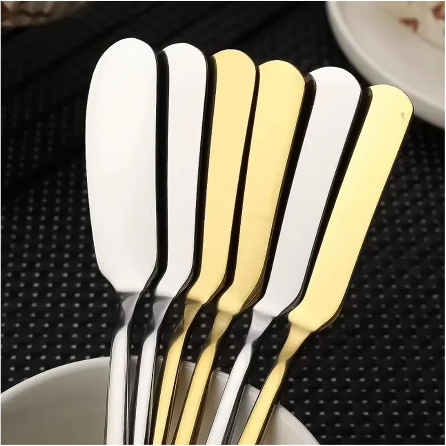 Fit for 10/1PCS Stainless Steel Butter Knife with Long Handle - Multifunctional Cheese, Bread, and Jam Cutter for Western Food Tableware(10PCS-Gold)