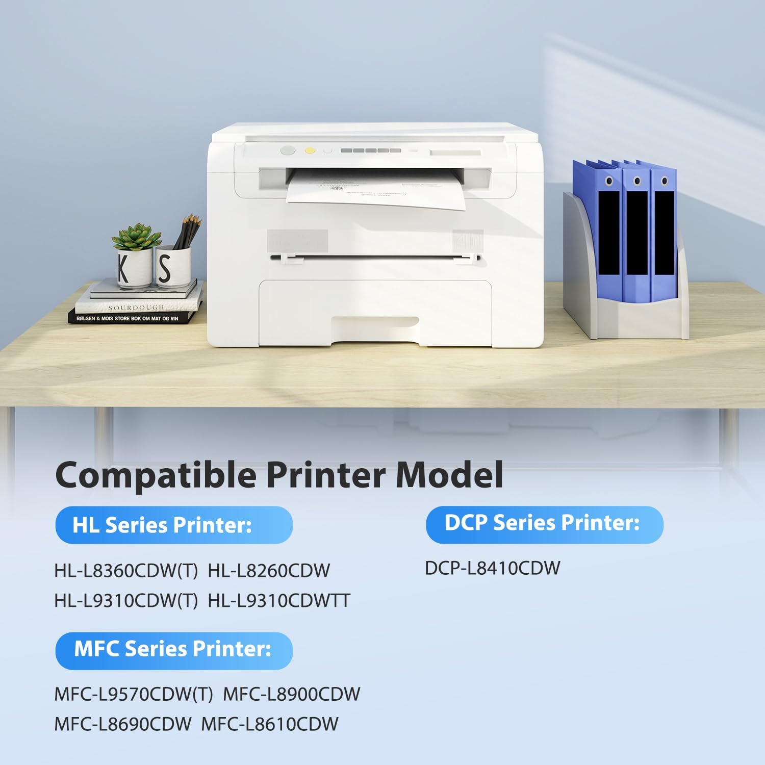 TN433 Toner Cartridge Set Compatible for Brother TN-433 tn 433 TN-431 tn431 Work with HL-L8360CDW HL-L8260CDW MFC-L8900CDW MFC-L8610CDW MFC-L9570CDW Printer Toner TN433BK TN433C TN433M TN433Y (4 Pack)