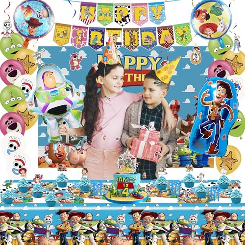 image for CVCXFParty Cartoon Birthday Decorations, Cartoon Party Supplies - Happ