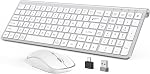 JOYACCESS Wireless Keyboard and Mouse,Ergonomic Keyboard Wireless,Dustproof and Portable,Number Keypad, Adjustable DPI Computer Keyboard Mouse for Laptop,PC, Windows- Purple Blue