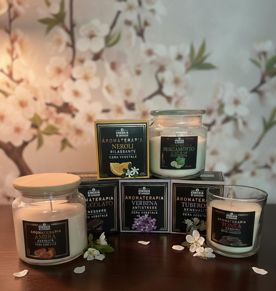 Cereria Di Giorgio - Confezione da 6 Candele Profumate in Bicchiere - Cera Vegetale di Palma e Soia - Collezione Aromaterapia - Cioccolato - Benessere - Durata 44 ore