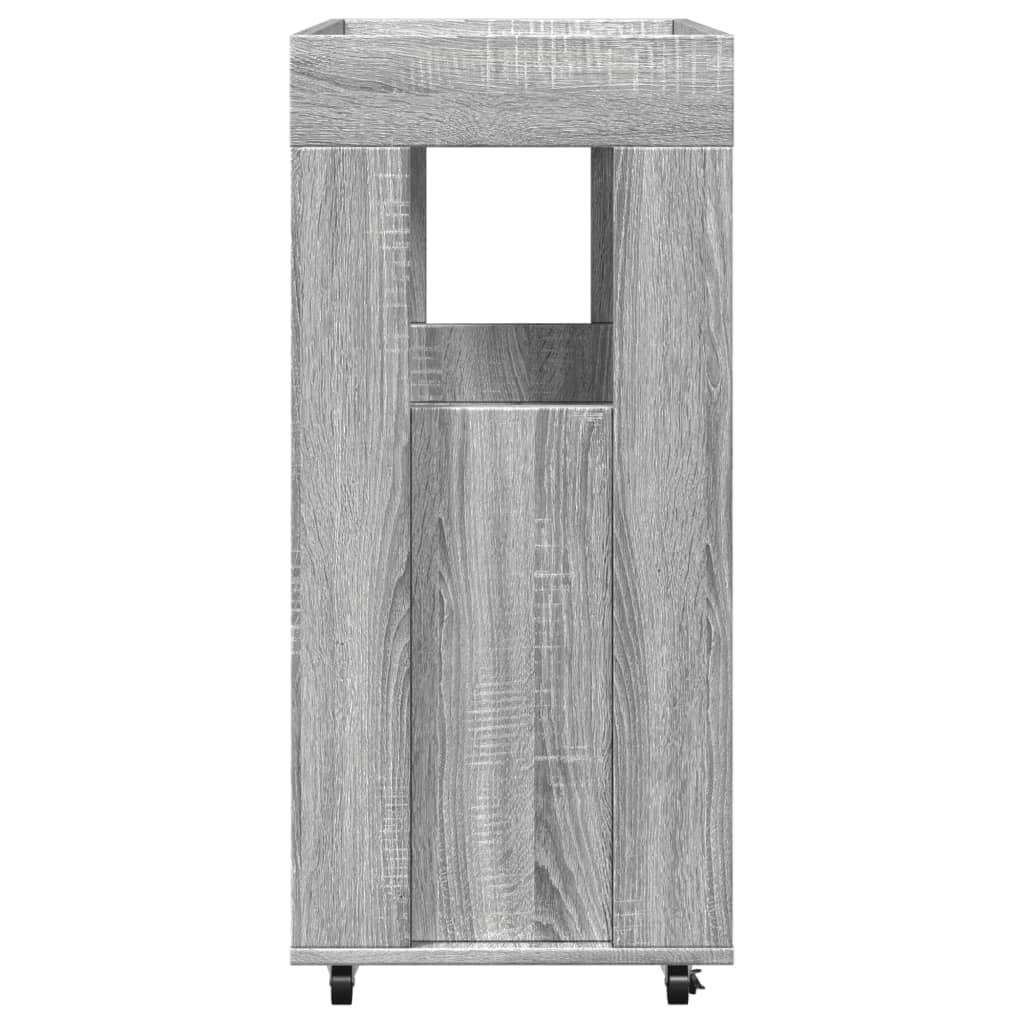 Carro de bar gris Sonoma 60 x 39,5 x 89 cm carrito de cocina con ruedas carro de servicio de madera Carrito auxiliar móvil para salón, cocina, comedor, carrito de té con 2 estantes