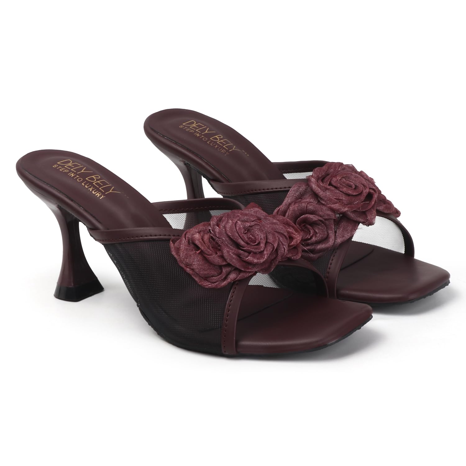 Dely Bely Women’s Black Floral Embellished Heels | Stylish Slip-On Party Sandals with Comfortable Heel for Wedding, Festiv... - Review, Price and Buying Guide