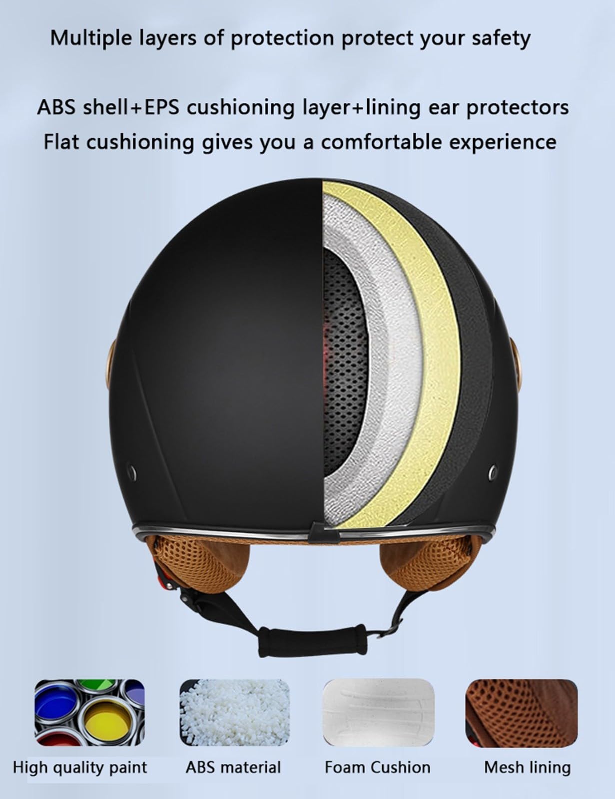 Medio Casco De Moto Abierto con Bluetooth Integrado,ECE Homologado Casco Moto Jet Scooter con Un Micrófono Incorporado Y Doble Visera,para Mujer Hombre Adultos M,XL=61-62cm
