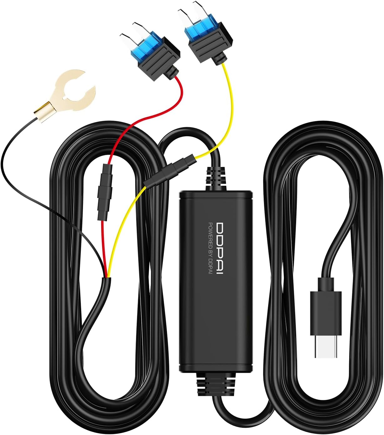 Dash Cam Hardwire Kit, Compatible with Z60, N2 Dual, N5 Dual, Z50 Pro, Z60 Pro, Z90 Master and Other ddapi Dash Cam Models, Enabling 24 Hours Parking Monitor, 12V/2A to 5V/3A, 3 Meters Long