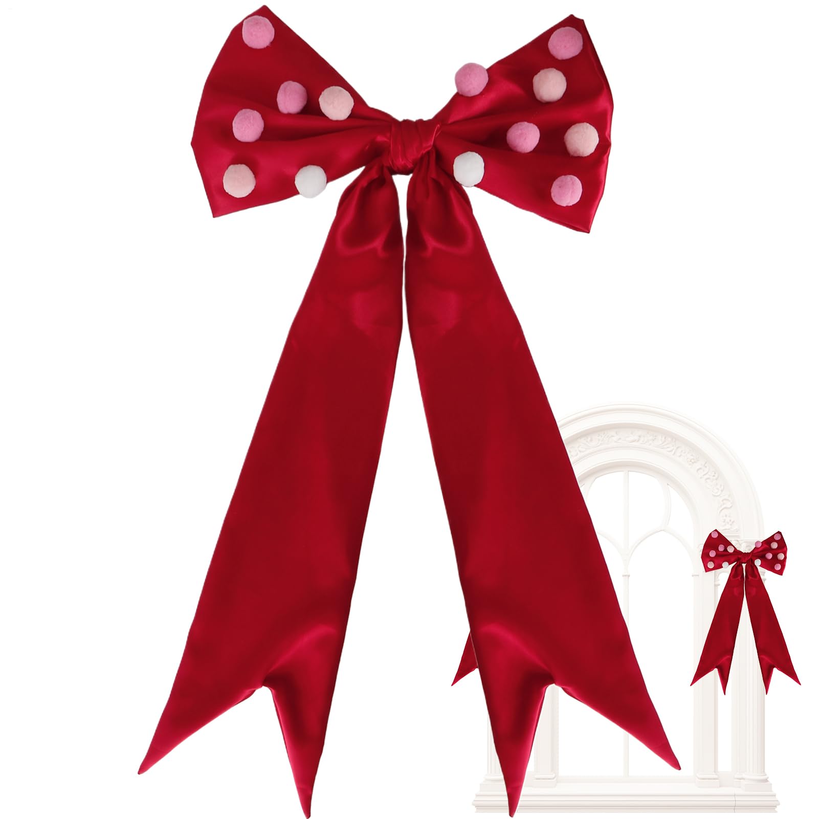 Decoración para San Valentín: lazos rojos con bolas de esponja para bodas y hogar