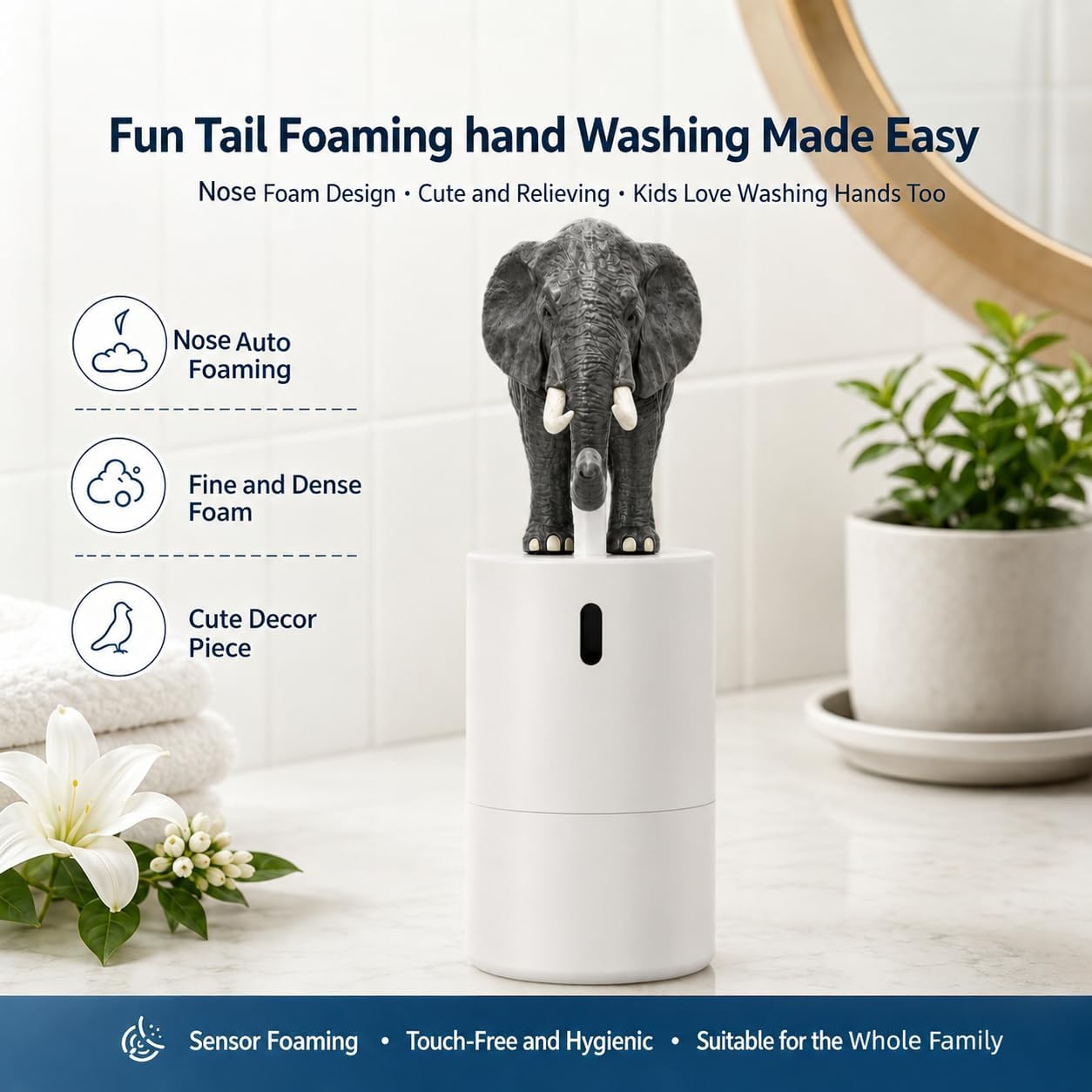 Automatic Foaming Soap Dispenser, Funny Animal Touchless Soap Dispenser (Elephant)
