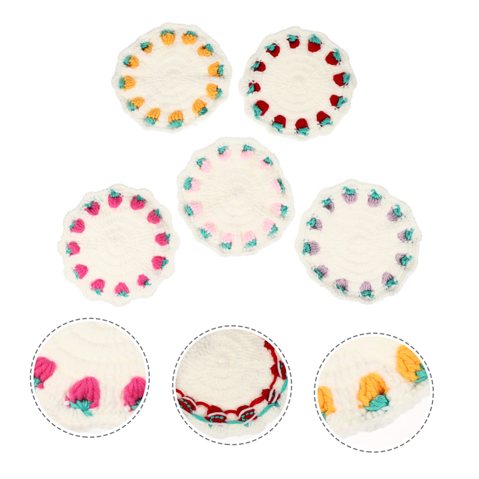 POPETPOP 3 Set Sottobicchieri Intrecciati Forma Fragola Eleganti Tappetini Decorativi Per Tavolette E Design Antiscivolo E Isolante Per Protezione Ottimale Del 5 Pezzi*3