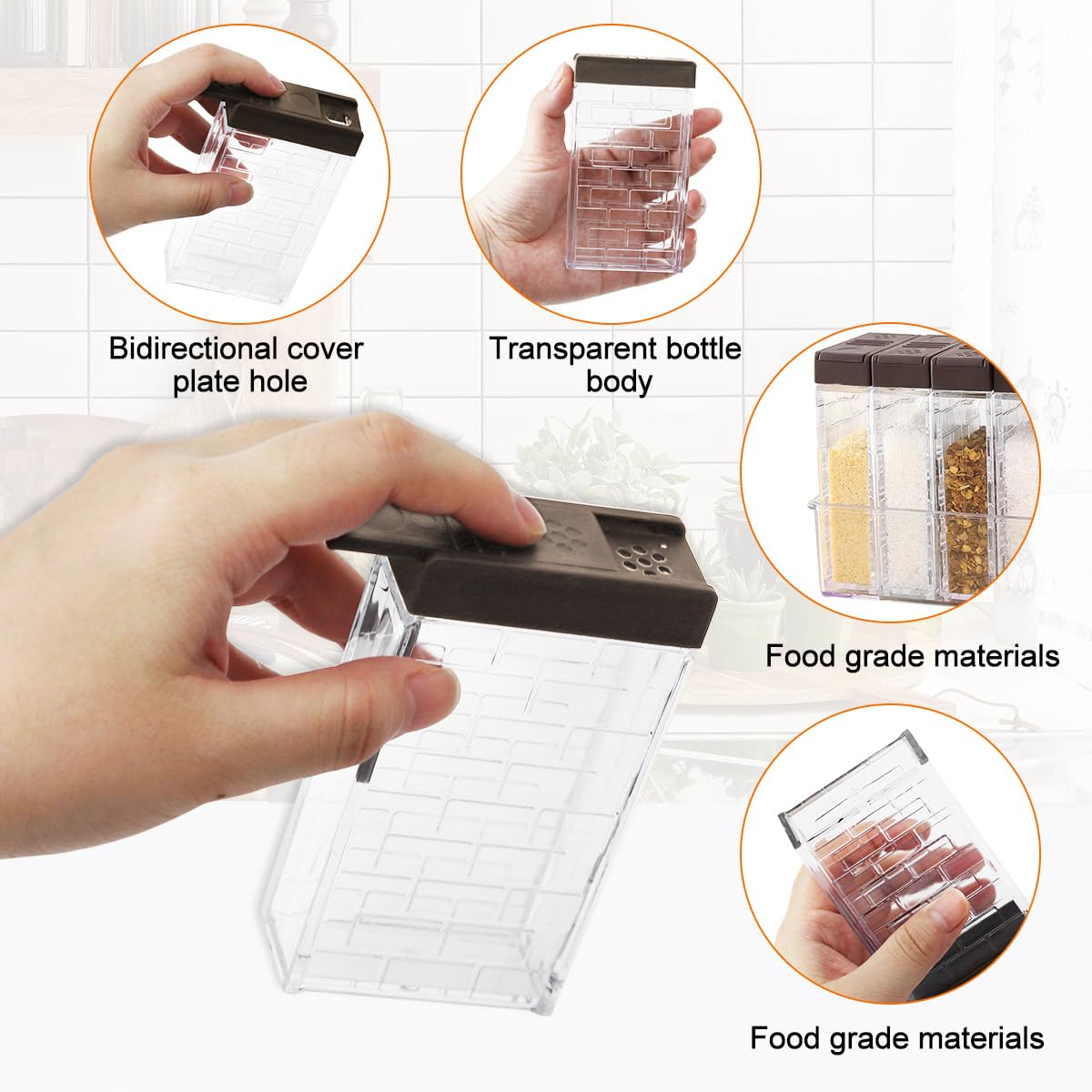 Scatola Condimenti Trasparente Con Coperchio E Cucchiaio - Portaspezie Da Cucina, 4 Scomparti