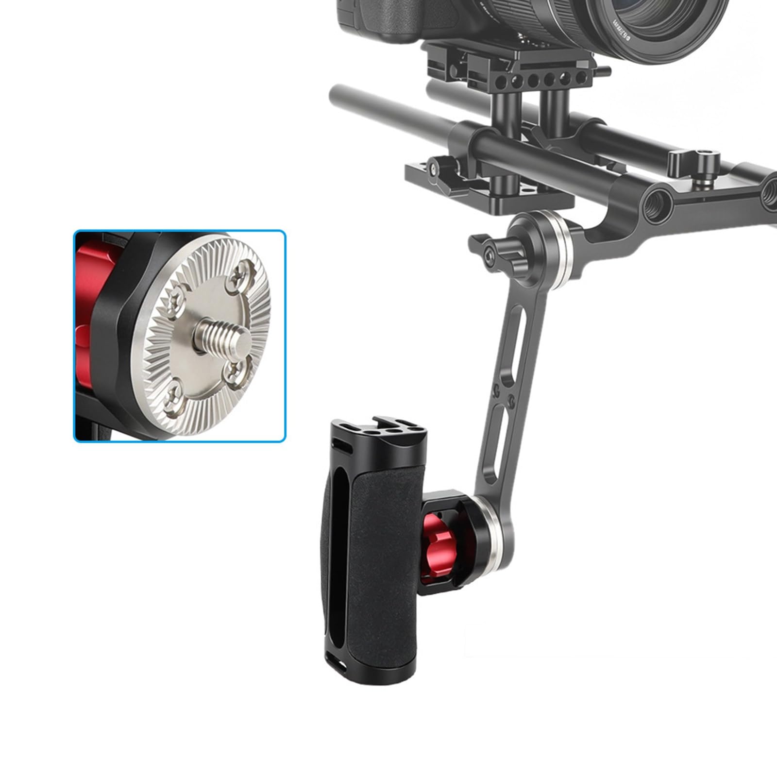 Impugnatura ergonomica laterale con montaggio a vite da 1/4 pollici per fotocamera DSLR Cage impedisce scivolamenti accessori di montaggio facili maniglia professionale follow concentrazione