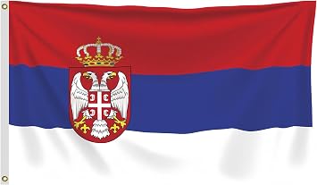 Serbia Flag 4X6 FT - Vivid Color, All Weather, Double Stitched Serbian Flags,Polyester Flags with Sturdy Brass Ring. 4X6