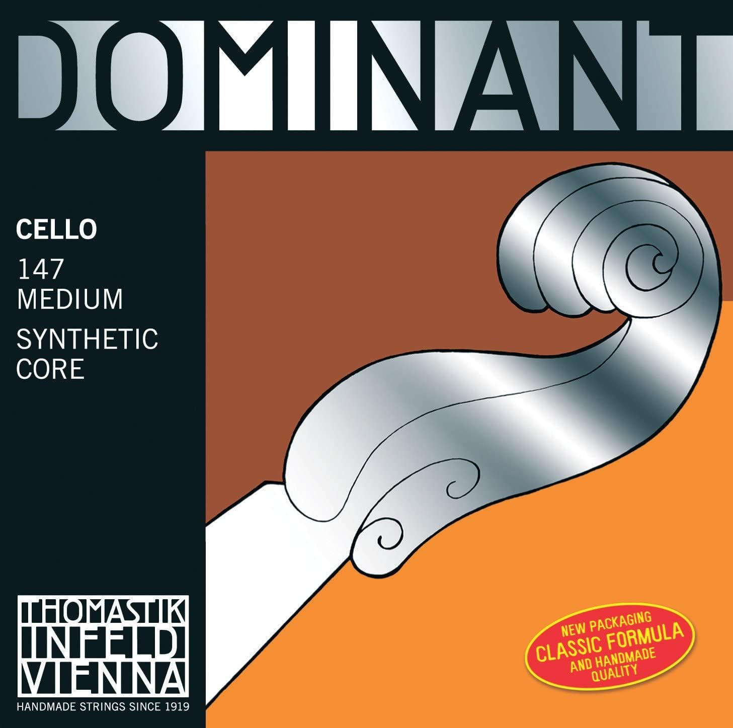 Thomastik single string for cello 4/4 Dominant - A-string nylon core, chrome wound, medium