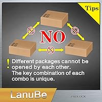 Vista 5 de LanuBe Candado laminado con llave (1-9/16 pulgadas, 1.575 in), cerraduras iguales con llave, grillete normal, aro de plástico naranja marcado