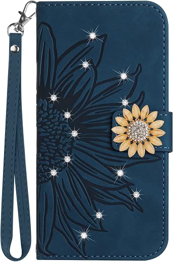 ONV Wallet Case for Huawei Honor X7 Glitter Shinny Sunflower Blue iT
