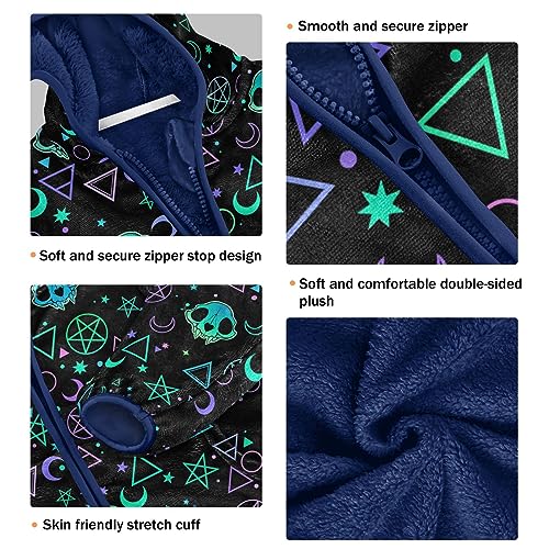 Magic Symbols Skulls Boys Fleece Hoody Jacket Zip Up Coat Warm Fall Winter Plush Jacket Long Sleeve Outerwear3