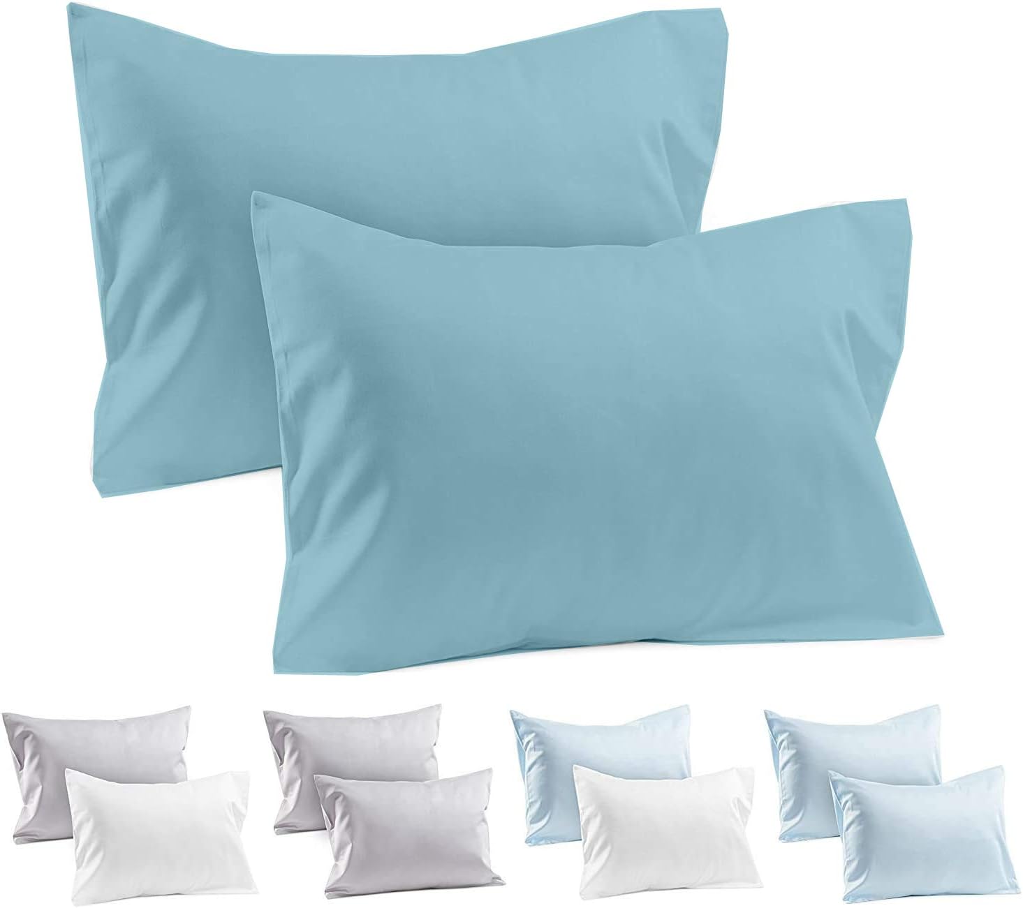 Pillowcase Set of 2 Travel/Toddler 12x16 Inch 600-TC Pure Egyptian Cotton Envelope Closure Kids Pillowcase,Soft Cool & Breathable Machine Washable, Blue