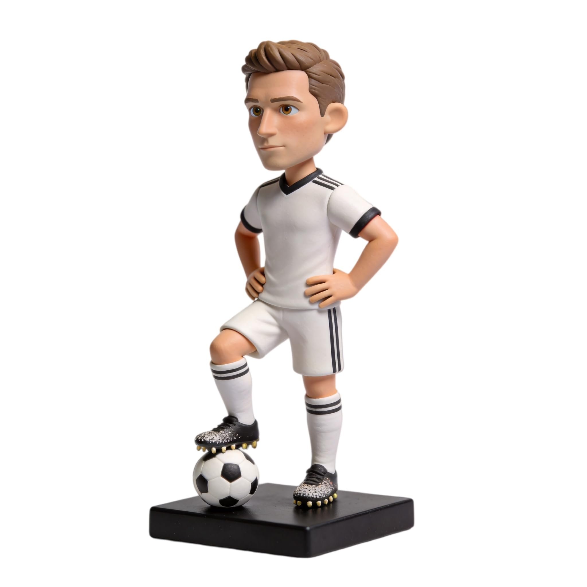 Figura 3D personalizada de jugador de fútbol de la foto, estatua de cuerpo completo hecha a mano de arcilla polimérica con mini balón de fútbol, regalo de jubilación de cumpleaños, decoración de