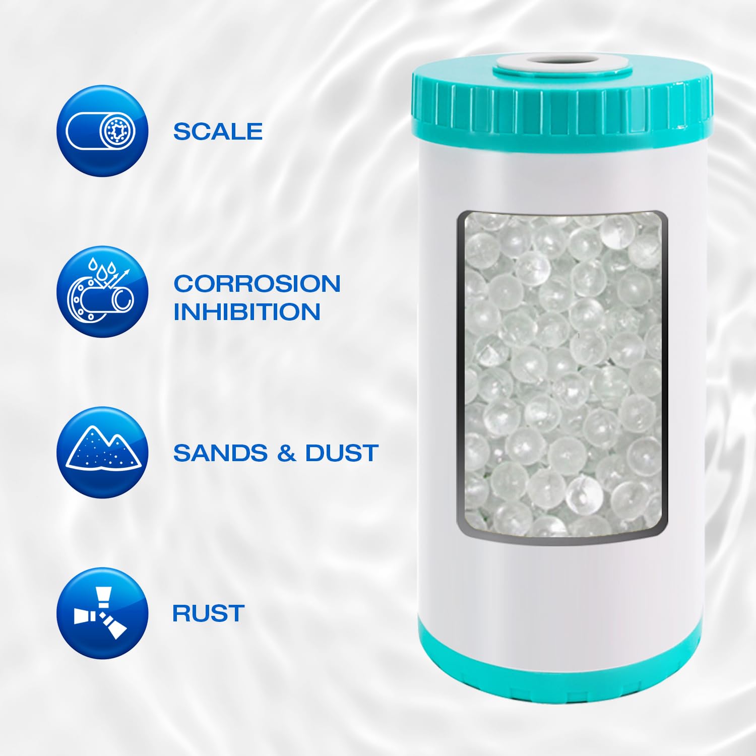 H&G Lifestyles Whole House Water Descaler,4.5" x 10" PHO Water Filtration System,Anti-Scale Reduce Scale Buildup,with 1" NPT Brass Port,1" NPT Barb Fittings Bracket Wrench