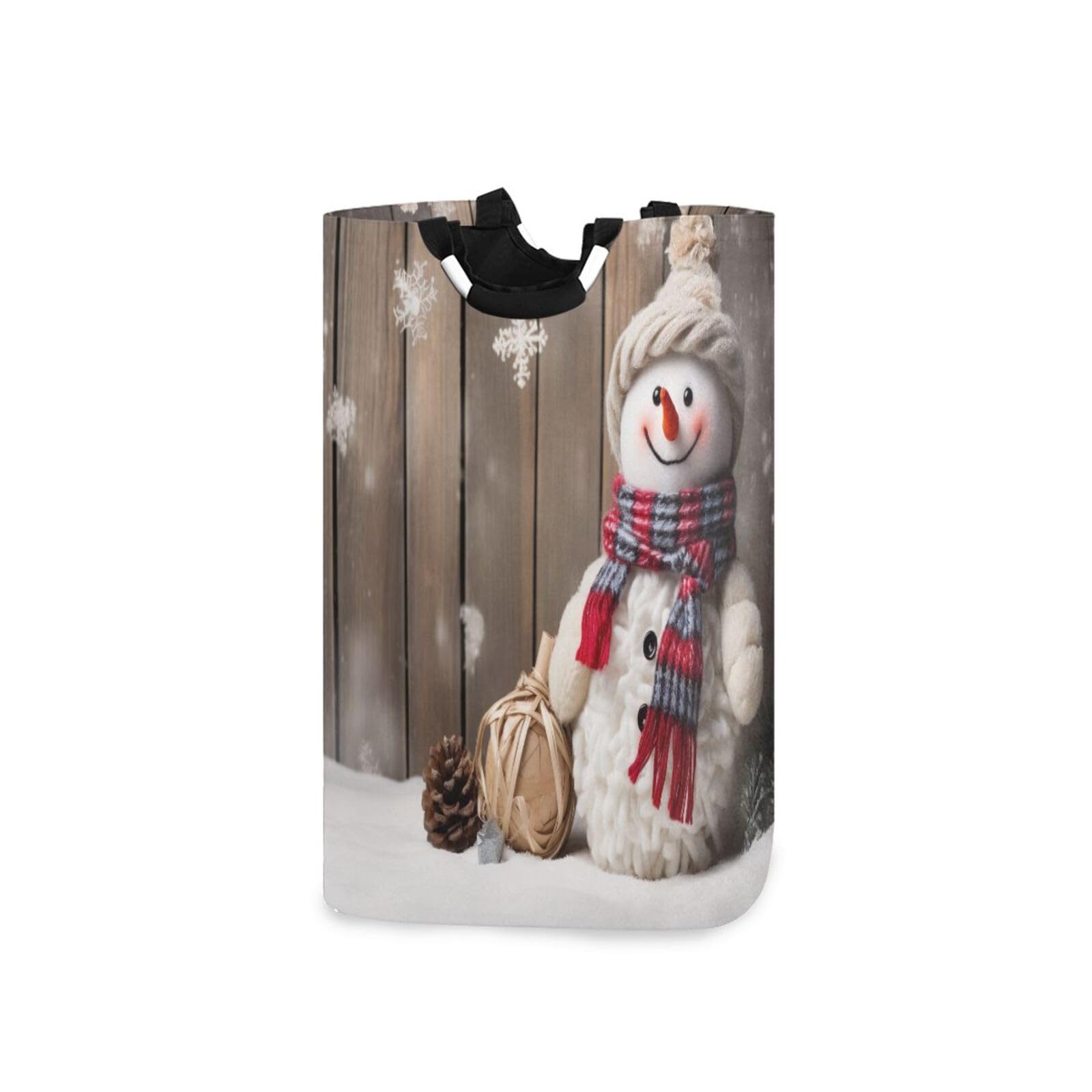 Jihqo Laundry Hamper Basket Christmas Snowman Wooden Collapsible Nursery Storage Bin Waterproof Clothing Baskets for Home Bedroom Bathroom Washing Room