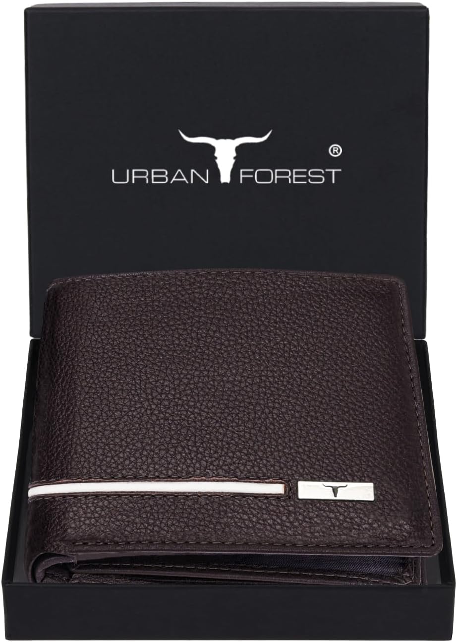URBAN FOREST Stag Burgundy/White Leather Wallet for Men