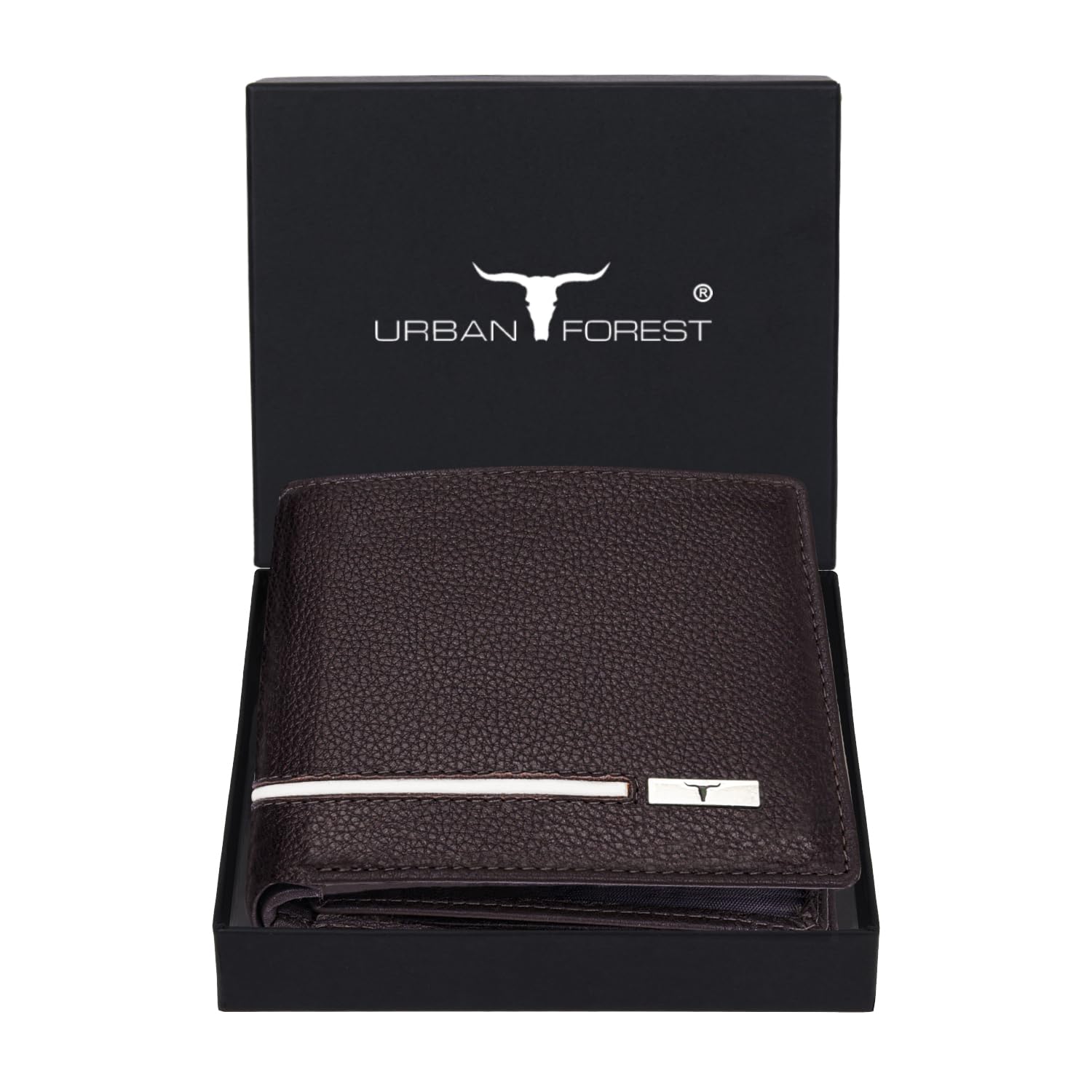 URBAN FOREST Stag Burgundy/White Leather Wallet for Men