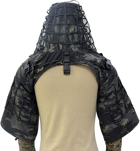 Sniper Ghillie Viper Hood con foglie tagliate al laser 3D,