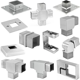 PRIOstahl Eckverbinder Eckbogen 90 Grad Verbinder Rohrbogen Steckfitting x 1 Stück Ø 40 x 40 x 2 mm für Vierkantrohre Handlauf Geländerbau Verbindung zum Stecken Treppe Rostfrei aus Edelstahl V2A
