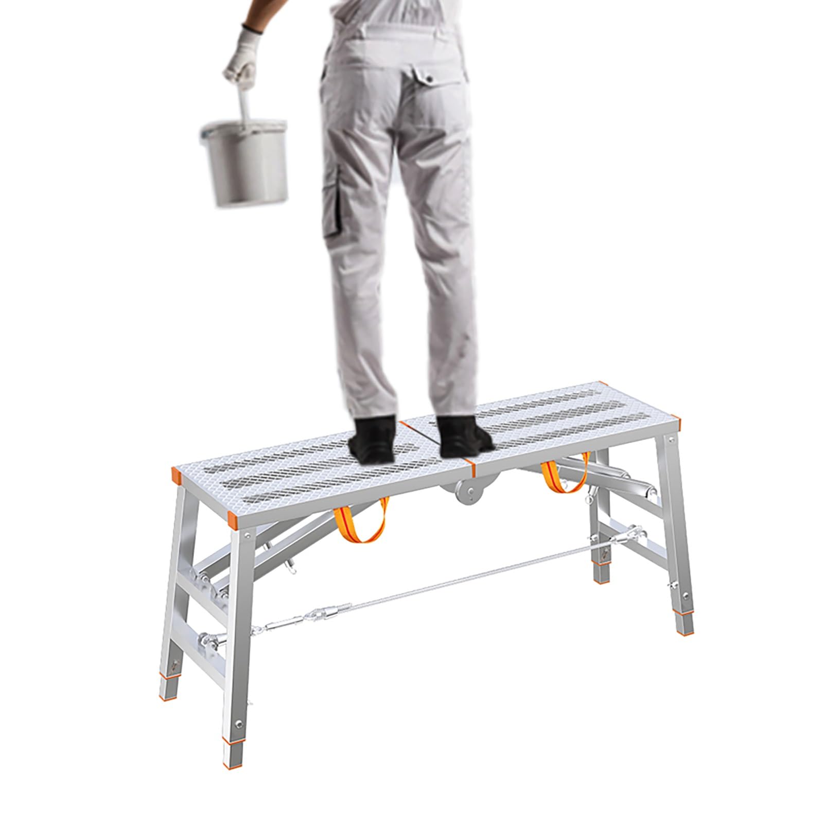 Trabattello Ponteggio ad Alta Portata, Piattaforma di Lavoro Pieghevole, Larghezza 30 cm/ 40 cm, Attrezzatura per Piattaforma di Lavoro, per Lavori di Verniciatura/ riparazione(W-30cm(11 3/4"),L-200cm