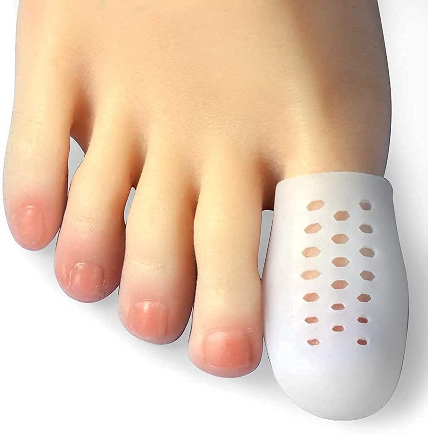 10 Pcs Toe Protector,Big Toe Cap, Breathable Toe Protector Toe Cover Sleeves with Holes, Provides Relief from Missing or Ingrown Toenails, Corns, Blisters, Hammer Toes, Reduce Friction