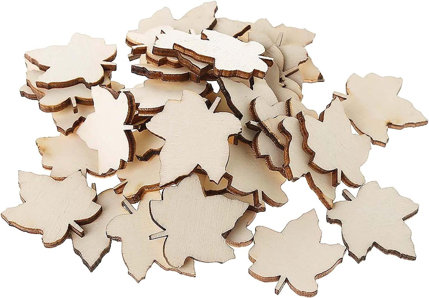 100pcs Mini Maple Leaf Wood DIY Crafts Cutouts Wooden Maple Leaf Shaped Unfinished Wood Ornaments for DIY Projects Thanksgiving Party Decorations - Image 4