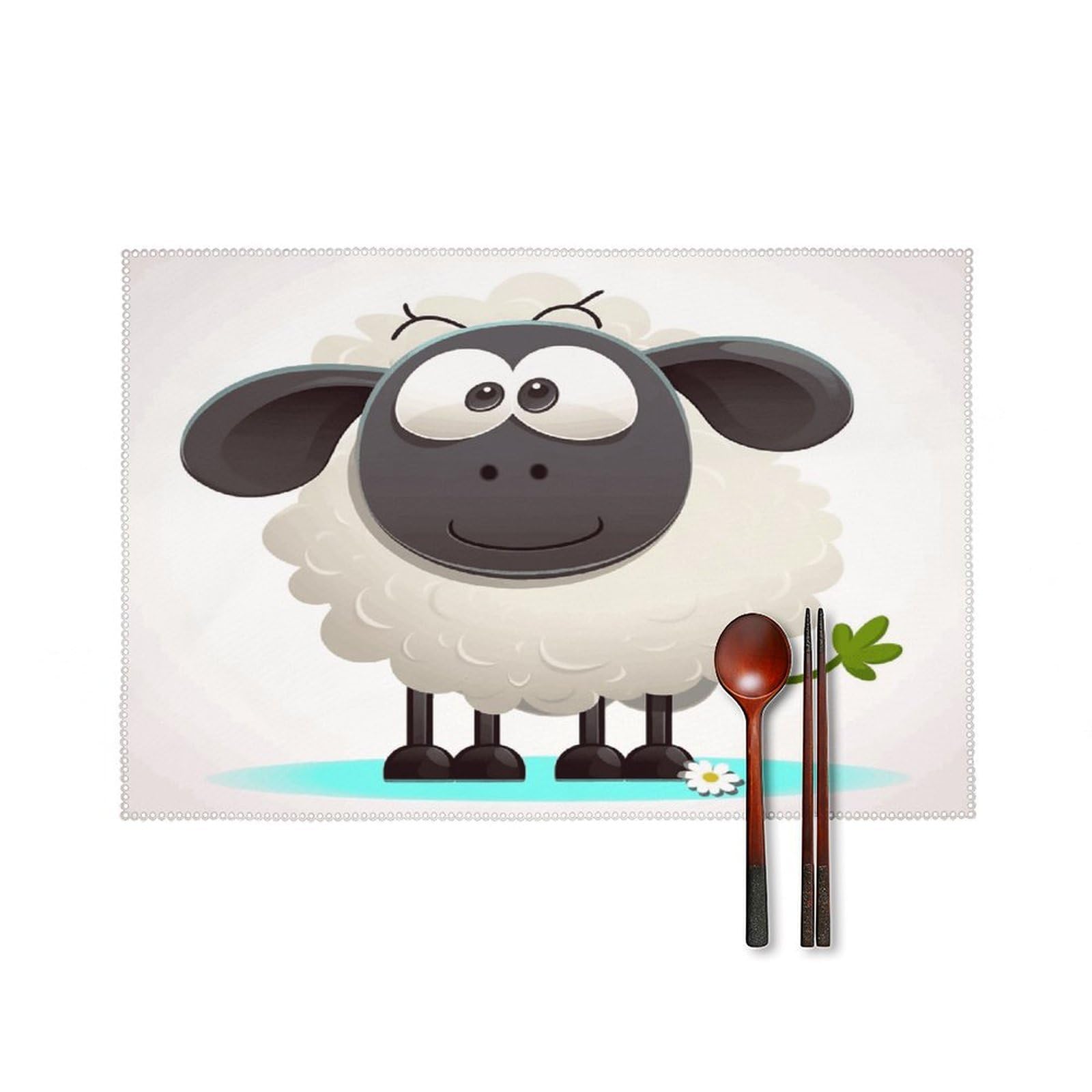 Sheep Placemat Set of 6,Thickened Non-Slip Place Mats Heat Resistant Reversible Table Mats Resistant Washable Place Mat for Kitchen Dining Table Decoration Indoor