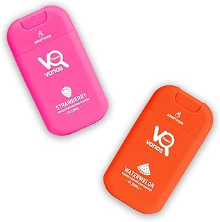 2 Pack Hydrating Hand Sanitizer Spray,Travel Size Spray Hand Sanitizer,2 Scents, 2 FL. OZ. 400-Sprays Each, Portable Sanitizer spray for Adults and Kids. (Watermelon+Strawberry)