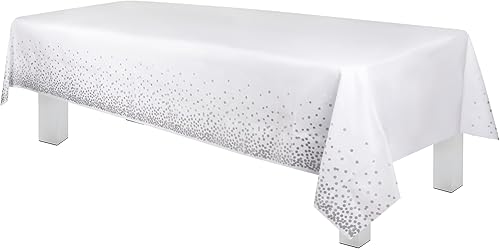 Miniatura 24 de Mantel de plástico de alta calidad - 54 in. x 108 pulgadas. Grandipity - Mantel rectangular (6 y 12 unidades), Azul cielo a cuadros Feliz